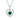 Collana regolabile in argento 925 con ciondolo a forma di cuore pavé e pietra centrale verde