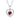 Collana regolabile in argento 925 con ciondolo a forma di cuore, pavé e pietra centrale rossa