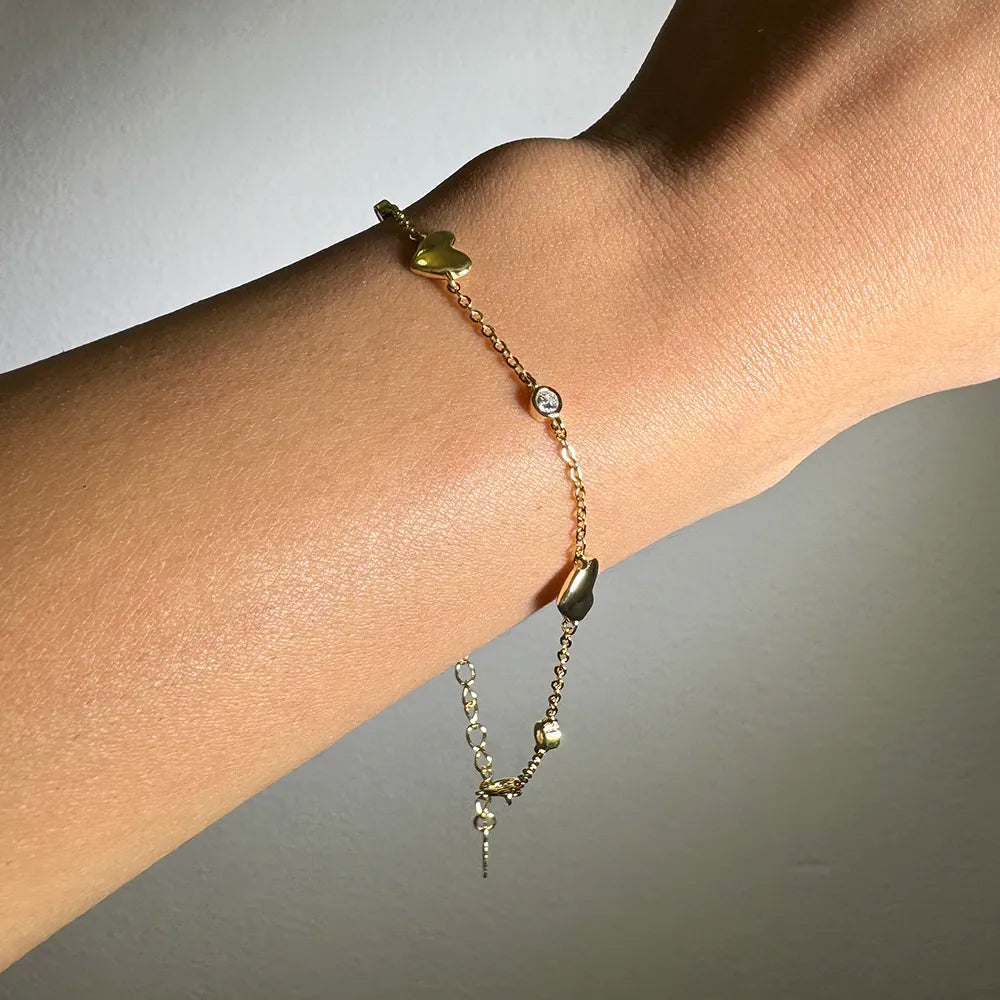 Bracciale catena cuori in argento 925 placcato oro 14k – AURÈLIS Bracciale catena cuori in argento 925 placcato oro 14k – AURÈLIS
